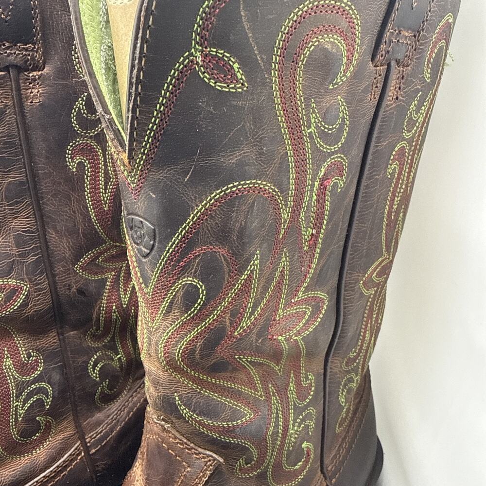Ariat 10010169 Western Cowboy Boots Womens 9B Brown Leather Embroidered - Picture 2 of 10